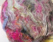 Art Batt Spinning Felting Fiber- Glowing Sunset- Totally Textured Jazzturtle Artisan Batt