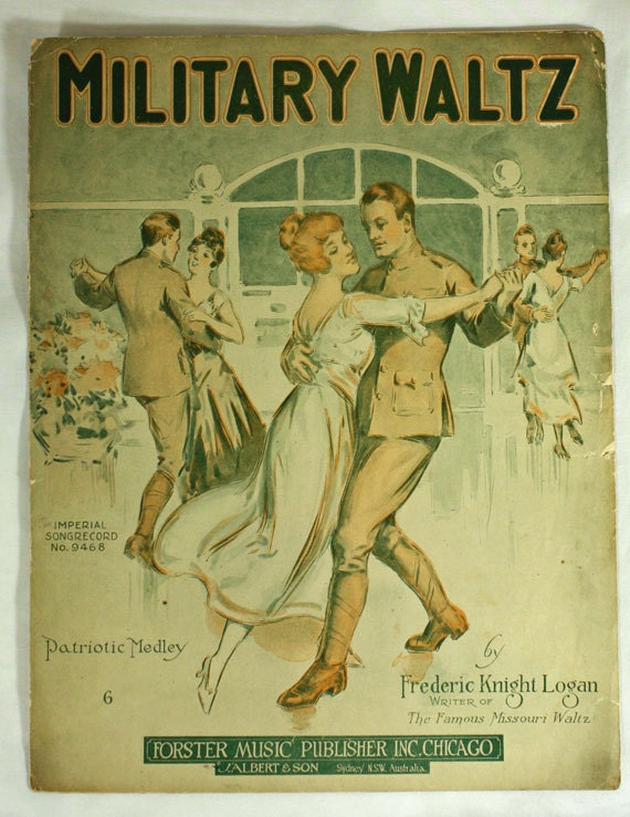 Vintage Sheet Music Military Waltz 1907 patriotic medely waltz arrangement