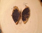 Tan/navy leather earrings