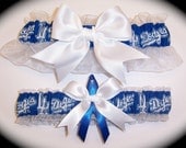 Handmade Wedding Garter Set Los Angeles Dodgers Keepsake and Toss Bridal wr1