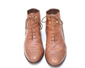 size 9 brown leather Etienne AIGNER oxford ankle Bboots 38