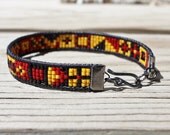 Men's or Women's Bright and Colorful  Tribal- esque Native Style Leather Wrap Loom Bracelet