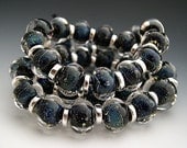 SPECIAL ORDER Naos Glass - Sky Diamonds Mega Set - Handmade Lampwork Beads SRA - Black Clear Silver Blue