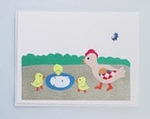 Mother Hen and Baby Chicks collage card by Emily Lin