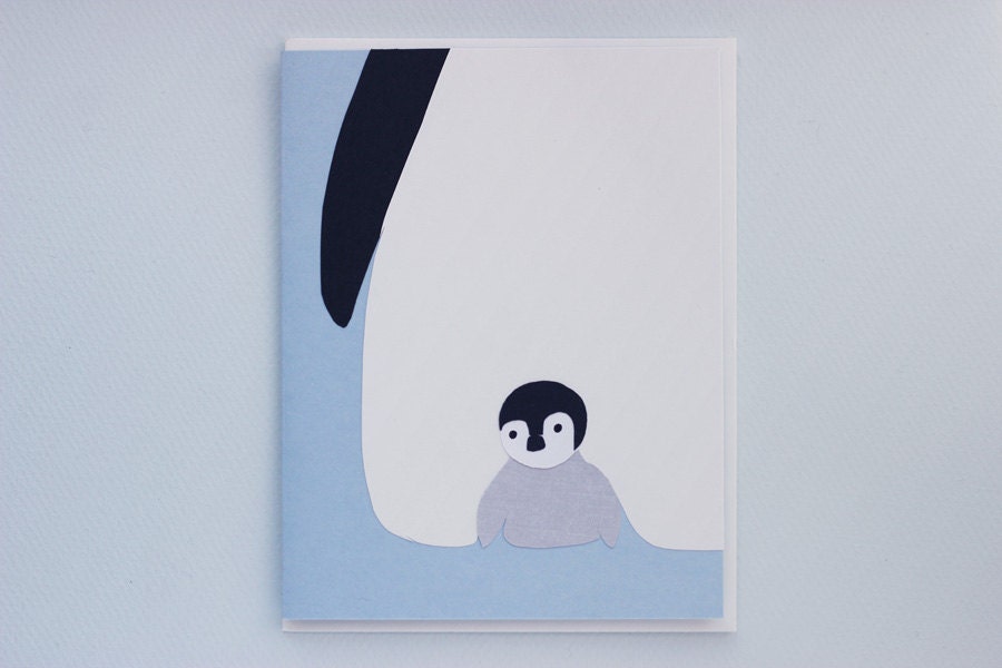 Penguin Peekaboo collage card - Mother's Day, Father's Day, New Baby