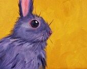 Bunny Oil Painting, Original Baby Rabbit Painting, Canvas 6x8 Gallery Wrap, Wall Decor, Small Animal Portrait, Wildlife Art, Nursery Decor