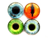 4 Handmade Glass Eye Cabochons, 20mm, Oops Quality: Hey Four Eyes (Set 33)