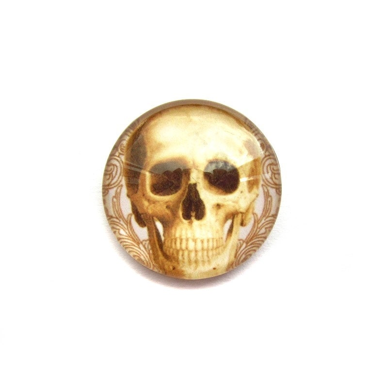 Handmade Glass Cabochon, 20mm, Premium Quality: SKULL