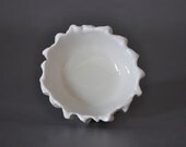 White Baby Scallop Textured Bowl - Blue Green White Ceramic Beach Decor Bowl Sea Shell