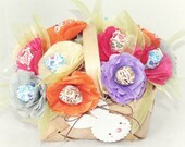 15 Tissue Paper Flowers sucker lollipop centers. Easter basket gift or centerpiece.pink orange yellow purple bright pink gray