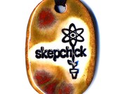 Skepchick Ceramic Necklace in Brown and Red
