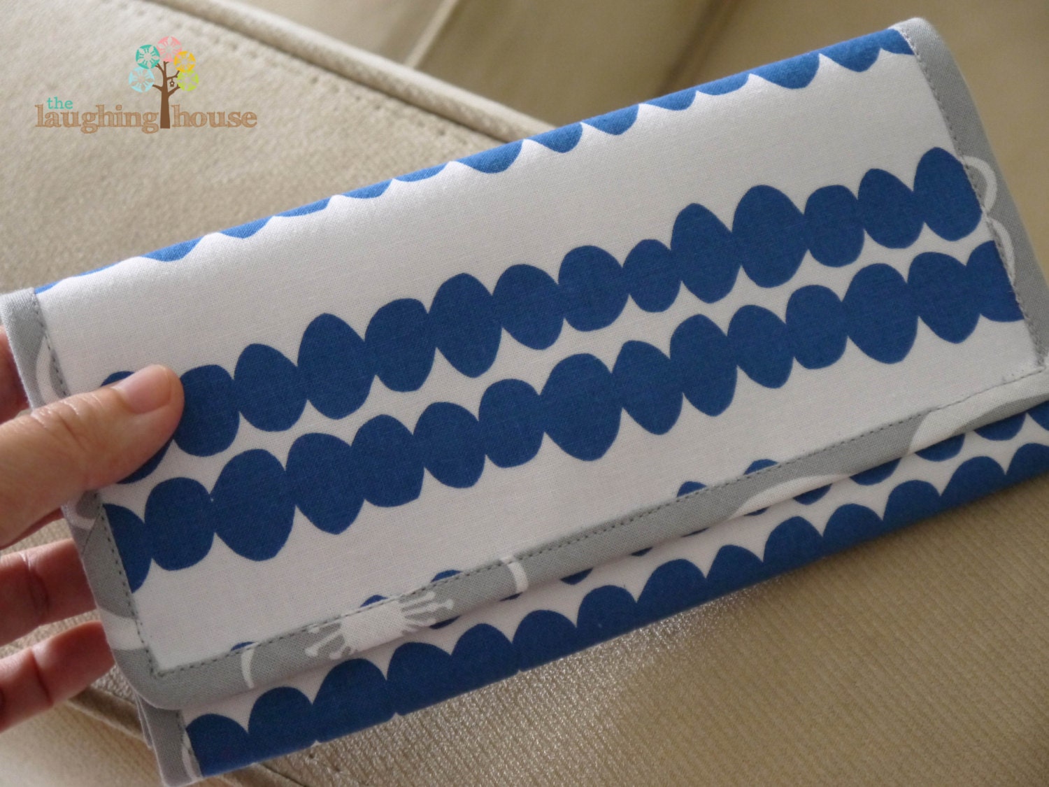 PREMIUM Cash Budgeting Purse (Pebbles in Cornflower Blue)