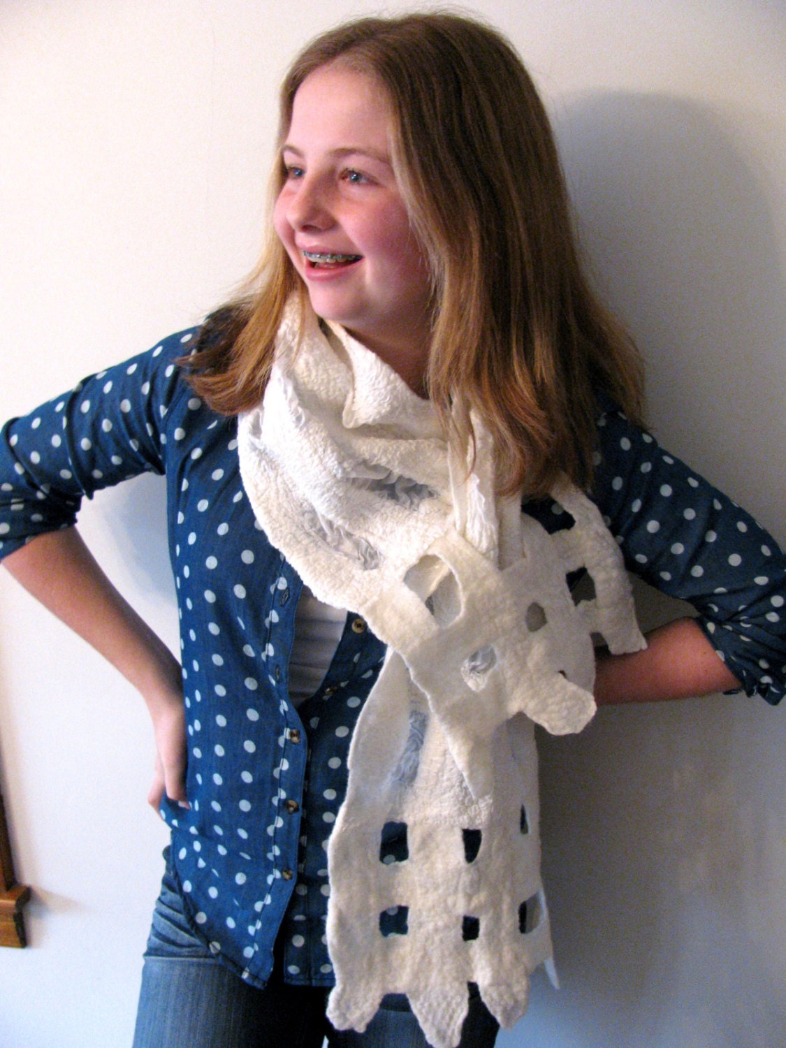 Romance- Nuno felted silk and wool scarf for women-womens scarves-nuno felt scarf silk  merino wool scarf