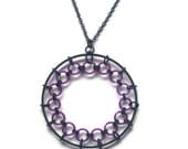 Black and Purple Spirograph Necklace