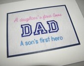 DAD Fathers Day  Embroidery Quote Matted 10" x 8"