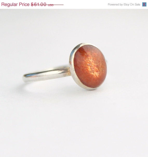 20% off sale Sunstone sterling silver ring metalwork size 8