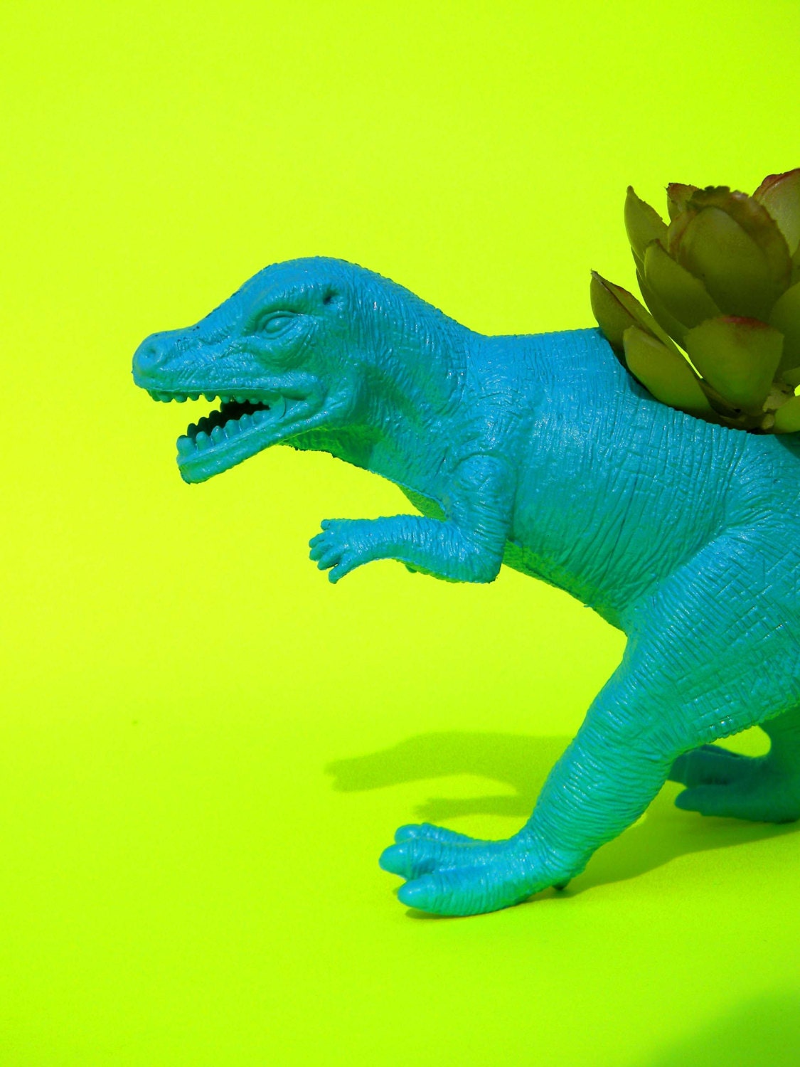 Lagoon Blue Dinosaur Planter for Succulent Plants Fun Office Decor