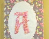 Childrens Wall Art Personalized Baby Nursery Button Monogram on 14"x18" Canvas -- by Letter Perfect Designs