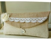 burlap lace wedding purse clutch rustic shabby rag rose flower color choice bag Personalize Bridesmaid cotton linen gift MakeUp tagt team