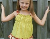 Flutter Sleeve Shirred Ruffle Top Girls Shirt Custom Size 2 3 4 5 6