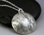 Sterling Disc Necklace - Grass Texture