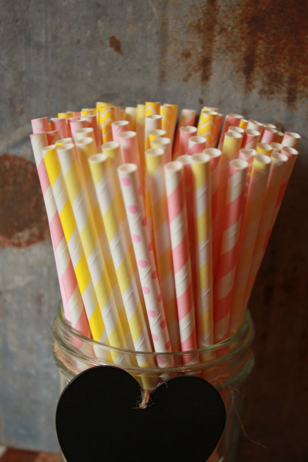 Pink Lemonade Paper Straws Set of 30 stripes and dots Il_570xn