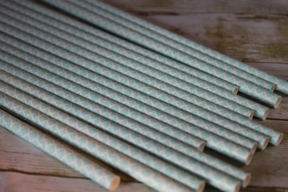 Baby Blue Clubs Paper Straws -- Set of 20 Il_570xn