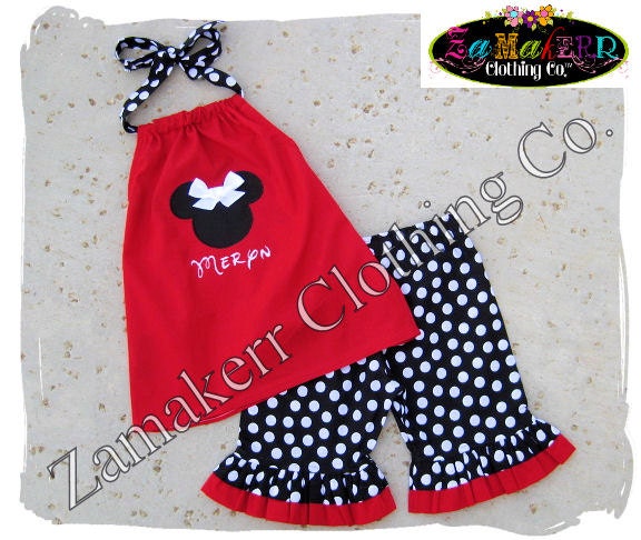 Custom Boutique Clothing Red Minnie Mouse Pillowcase Dress Top Black Ruffled Pant Outfit Set 3 6 9 12 18 24 month 2T 2 3T 3 4T 4 5T 5 6 7 8