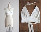 ivory crop top / bandeau top / white halter top