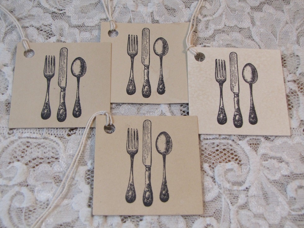 Vintage Silverware Tags Party Picnic Cookout