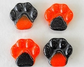 NEW Hand Created Fused Glass Paw Print Magnets in Tin Orange Black Oregon Made