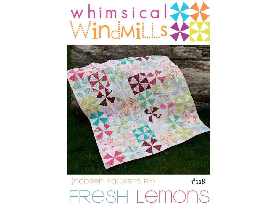 Modern Quilt Pattern - Whimsical Windmills - PDF