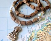 Yoga Necklace with Silver Buddha on Jasper and Crystal Strand