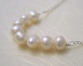 Curve Necklace - Genuine Freshwater Pearls, Bridal Jewellery