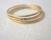 Thin Gold Fill Stacking Rings - 3 - 14k gold filled - textured and smooth