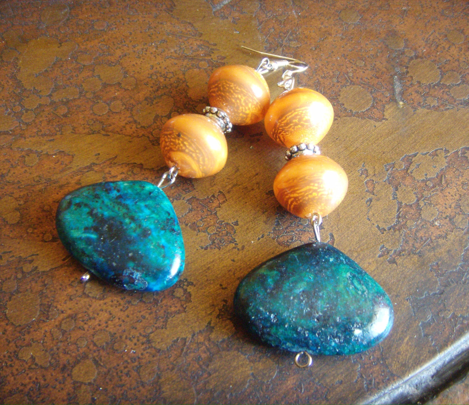 Kick Your Knickers Acrylic and Yellow Turquoise Beaded Dangle earrings