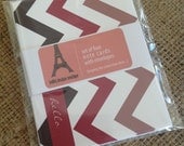 Set of 4 - Cherry Cordial Blank Chevron Notecards