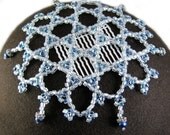 star of david kippah, silver beads, cobalt blue and green glints, womens yarmulke, freshwater pearl dangles