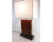 Handcrafted Table Lamp,Modern,Walnut and Ceramic with custom lampshade