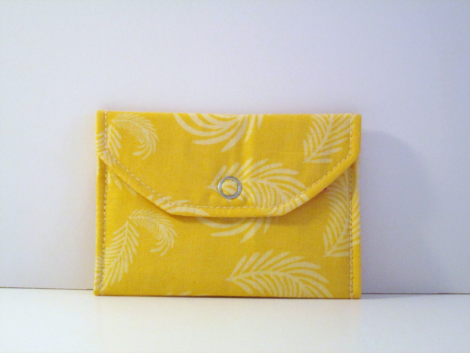 Card Pocket Yellow with Leaves Pattern