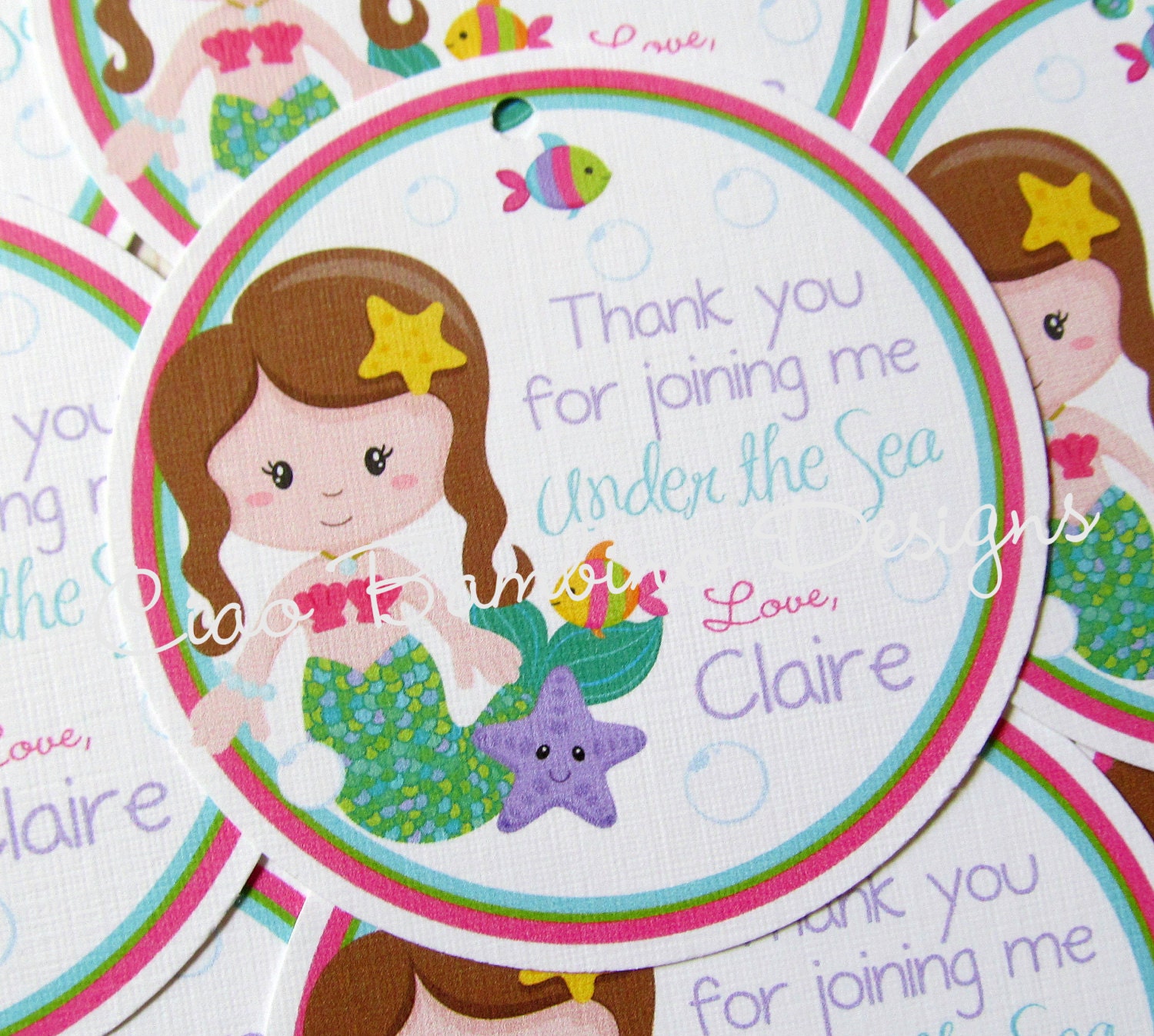 New- My Little Mermaid Favor Tags - Choose Your Mermaid