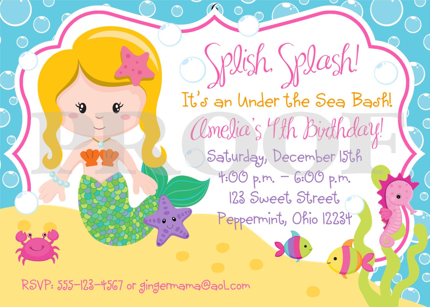 New- DIY PRINTABLE Pretty Mermaid Invitation - Choose Your Mermaid