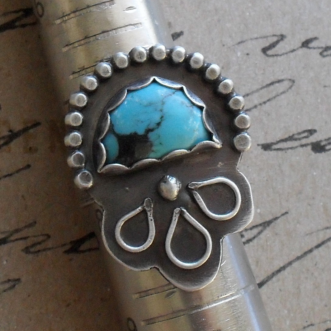 My Little Rain Cloud Turquoise and Sterling Silver Ring - Ready to Ship Size 7.75