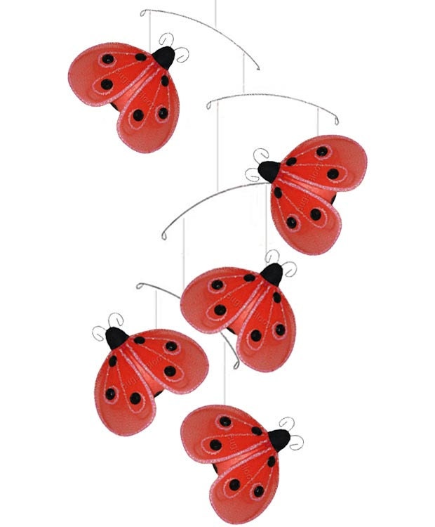Ladybug Mobiles Nylon Hanging Shimmer Ladybugs by BugsnBlooms