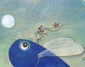 sleepless night  ( Print ) flying fish, night, whimsical