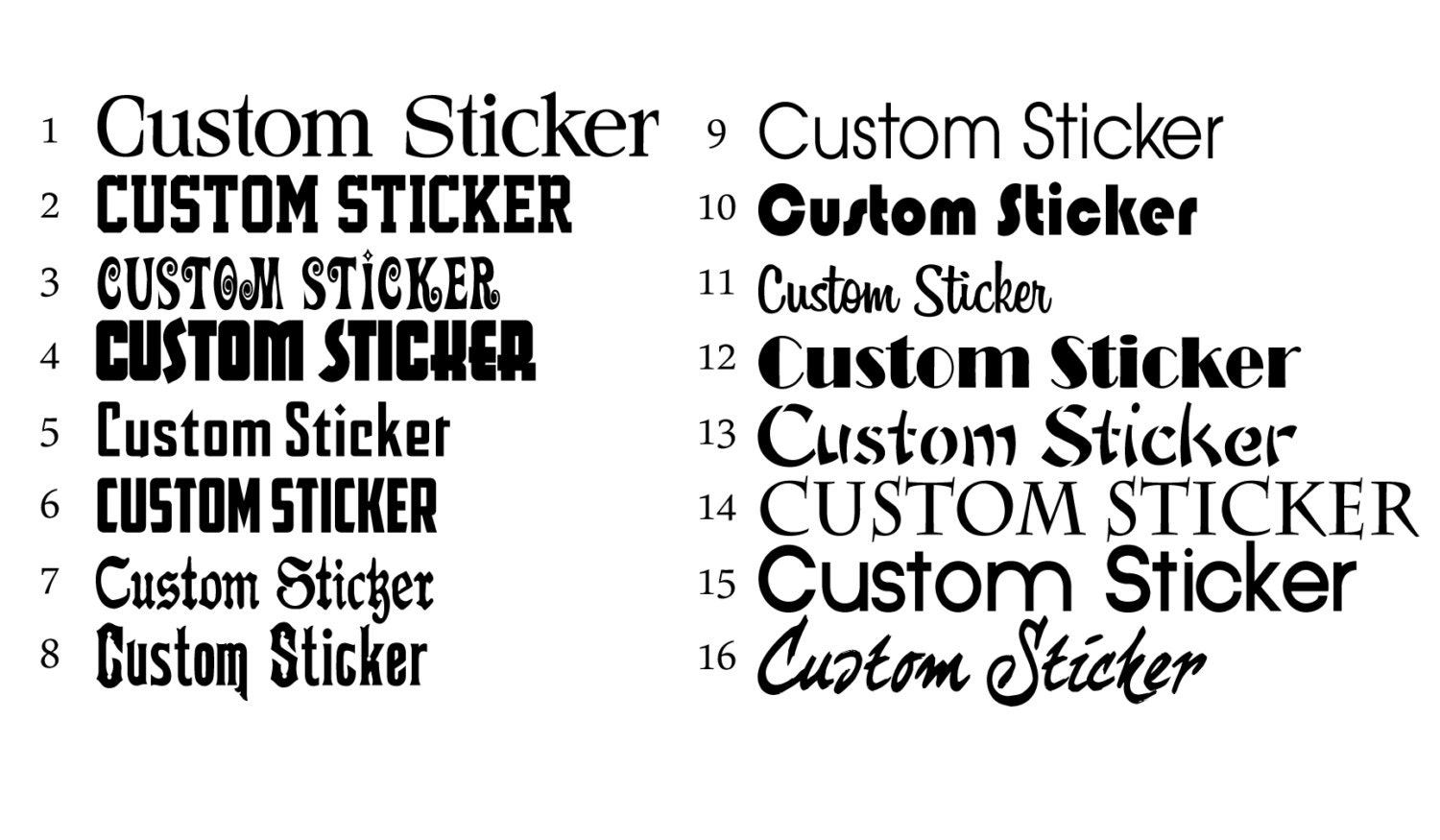 CUSTOM CAR STICKERS Personalised Vinyl Name Lettering Bumper / Decals / Graphics