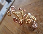 Bare Copper Silver Gold Wire Ring Parawire Wrapped Adjustable Size 7 to 8 Waterfall Ring
