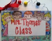 Hand Personalized teacher classroom name sign with cute kids
