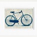 bike in blue - vintage bike printed on page from old dictionary