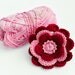 Dark red and light pink crochet flower - sew on rose, handmade crochet applique, brooch flower, headband flower, flower accessory